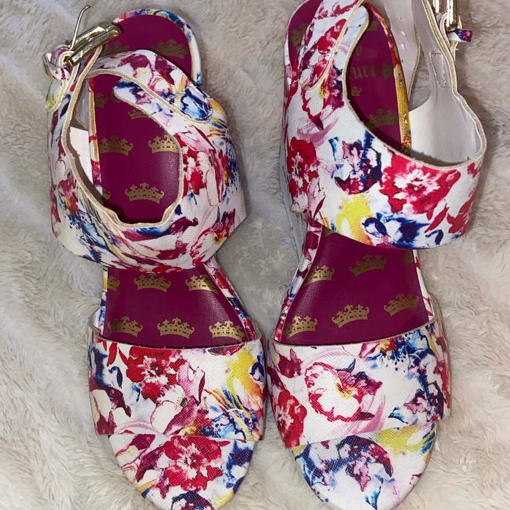 Juicy Couture Trish Floral Wedge Sandals